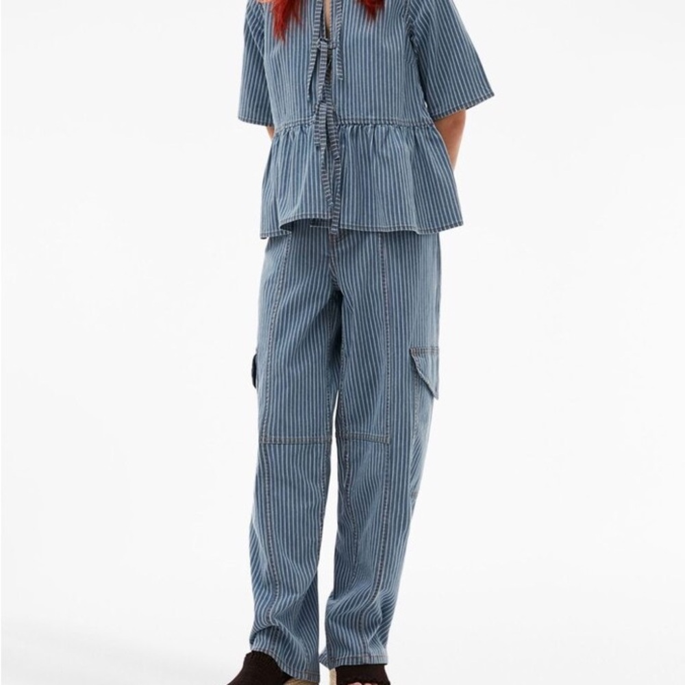 Ganni front tied blouse